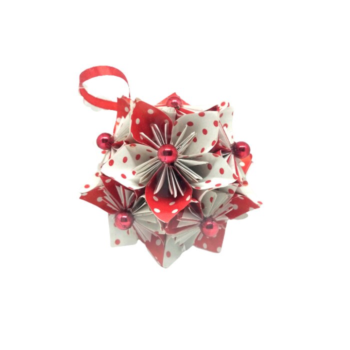 Glob Kusudama - dolce vita - combined red polka dots